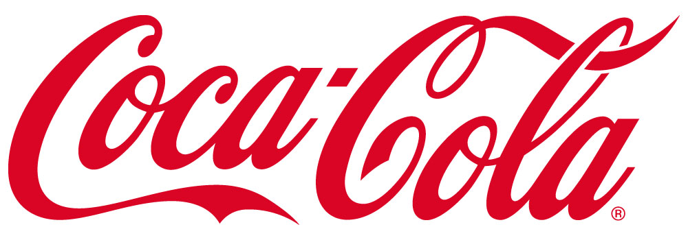 Coca-Cola logo which says Coca-Cola in curvy red text