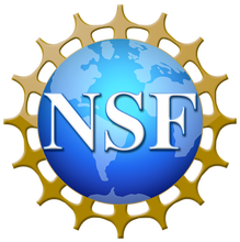 National Science Foundation logo which is NSF overlayed onto a globe surrounded by a gold border.
